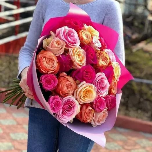 Розы разноцветные (50см) Эквадор