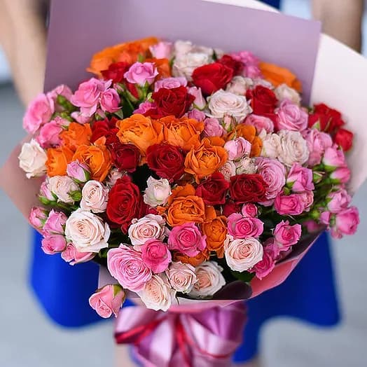 Кустовые розы (60см) разноцветные