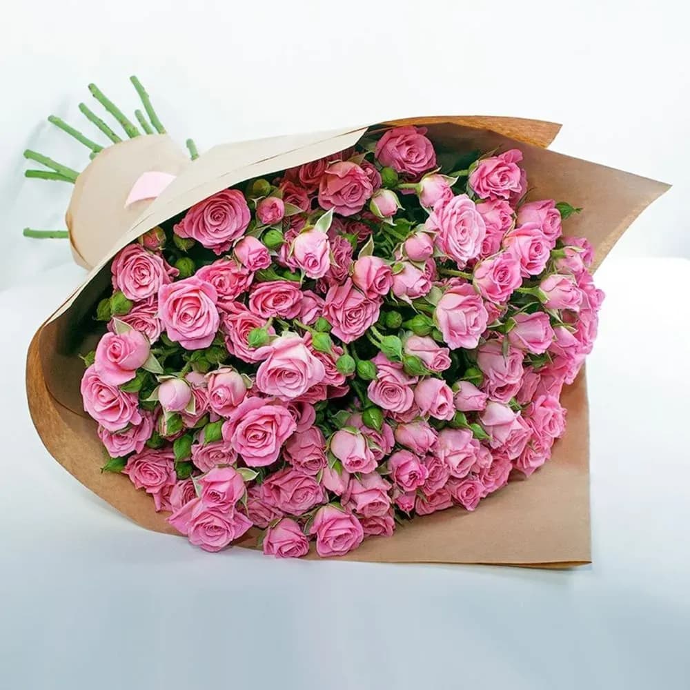 Кустовые розы (50см) розовые