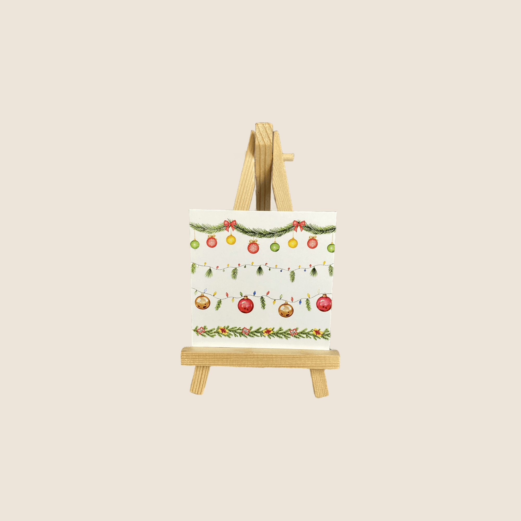 Открытка 018 мини без текста, новогодние игрушки, 8×8 см