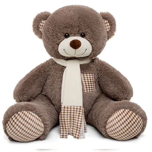 Игрушка Медведь Тоффи с белым шарфом, бурый 110 см (209)
