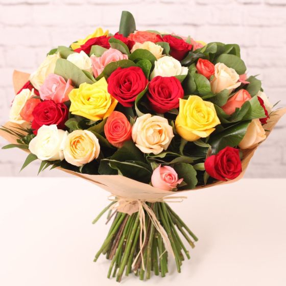 Розы разноцветные (40см) Эквадор