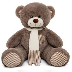 Игрушка Медведь Тоффи с белым шарфом, бурый 110 см (209)