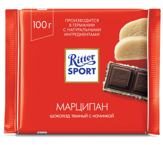 Шоколад 'Риттер Спорт' Марципан (темный шоколад)
