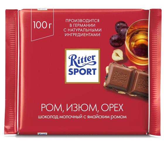 Шоколад 'Риттер Спорт' Лесной орех (молочный шоколад)